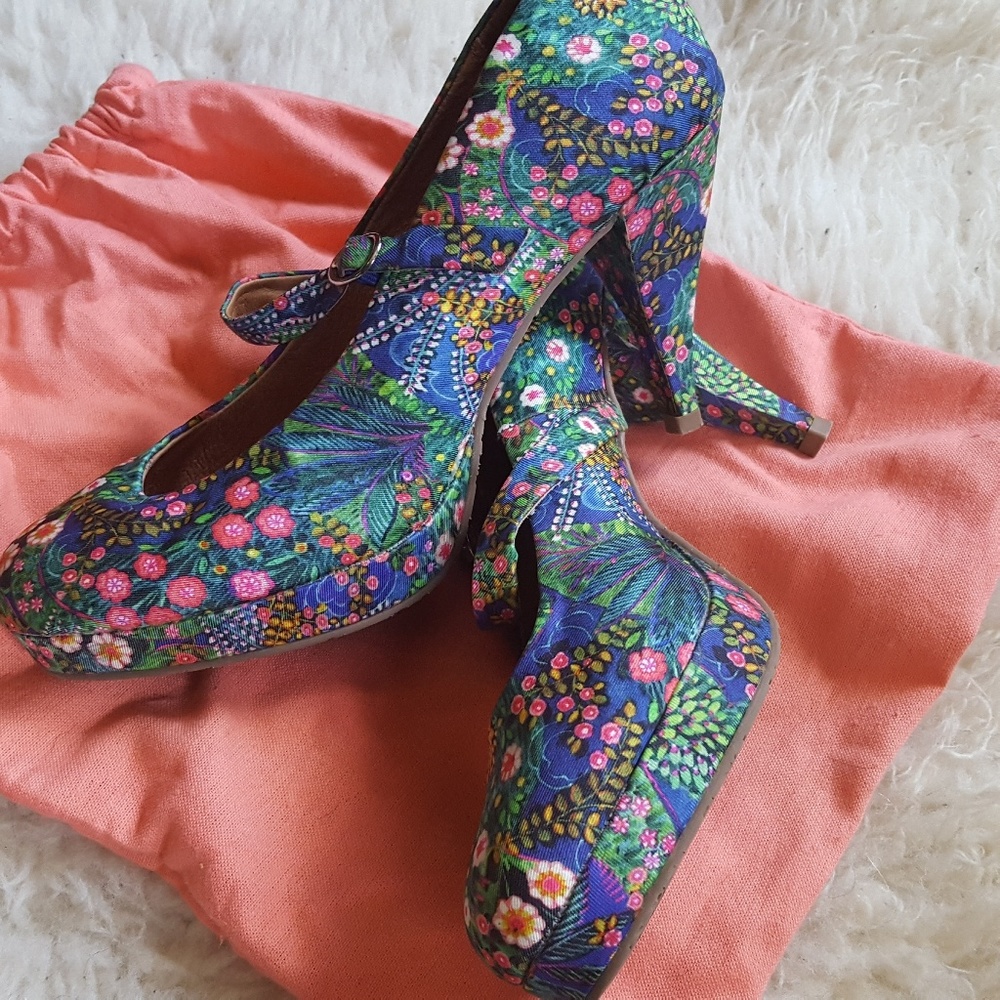 Miss Albright for Anthropologie floral heels